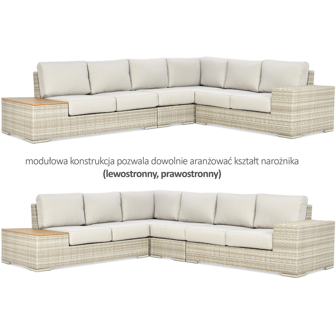 Narożnik Technorattan Avocado Wood Beige