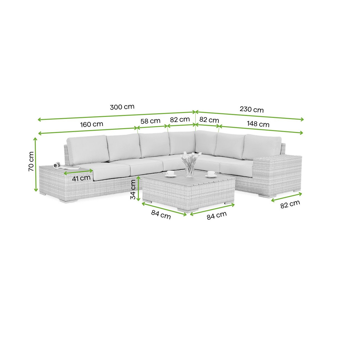 AVOCADO WOOD CORNER SOFA BEIGE