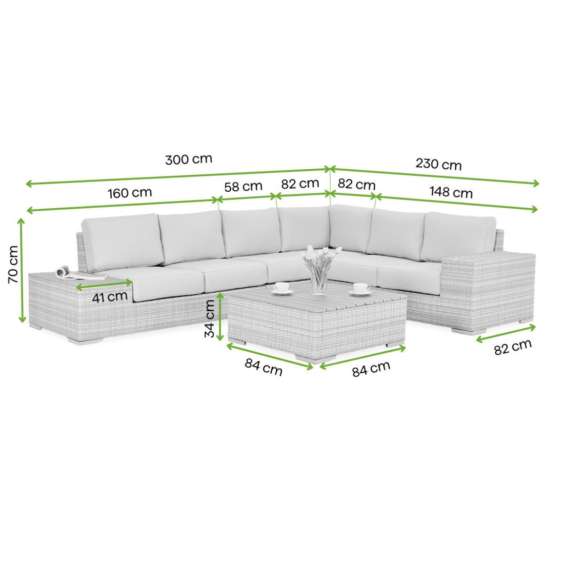 AVOCADO WOOD CORNER SOFA BEIGE
