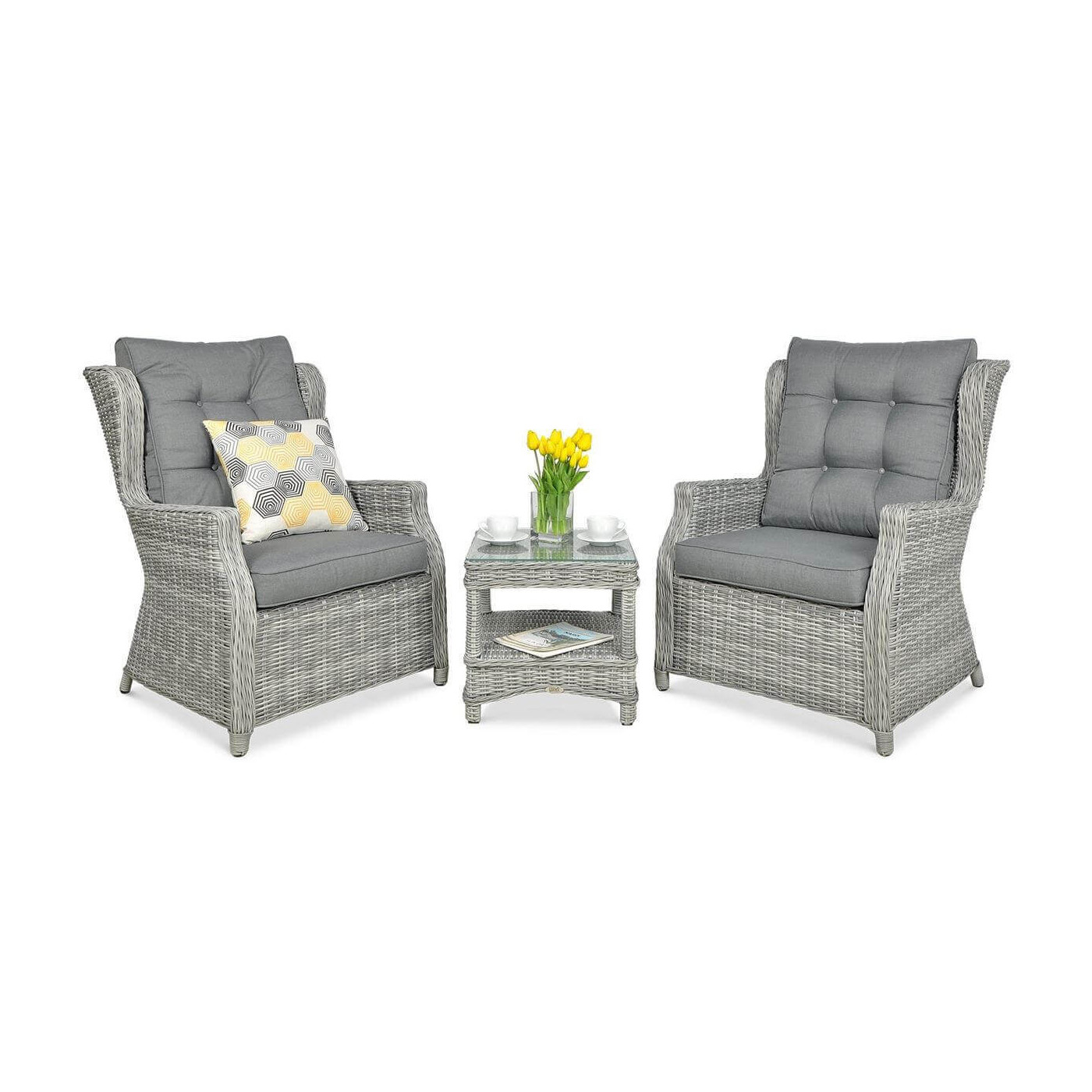 Szare meble z technorattanu TRIVENTO DUO