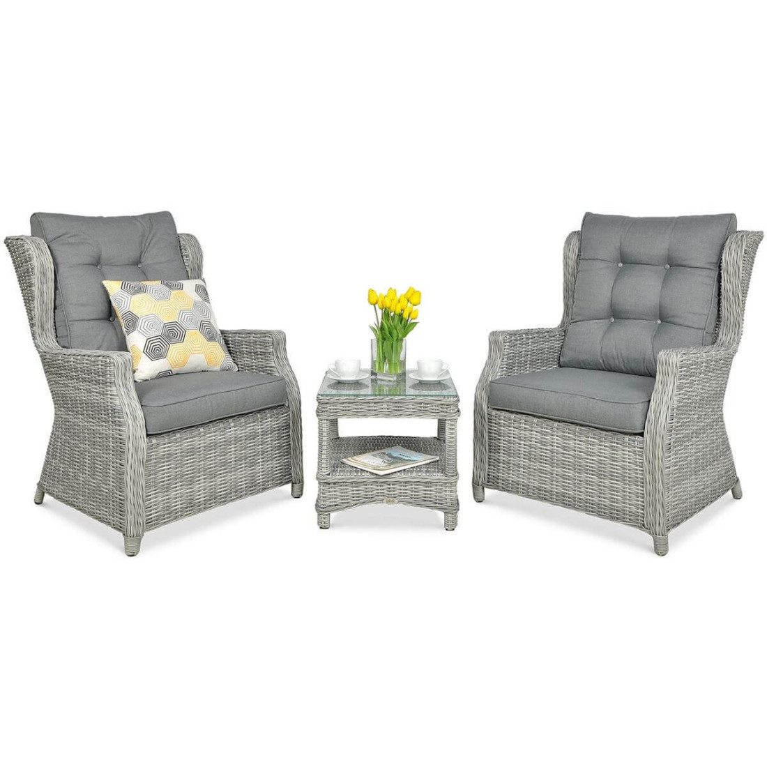 Szare meble z technorattanu TRIVENTO DUO