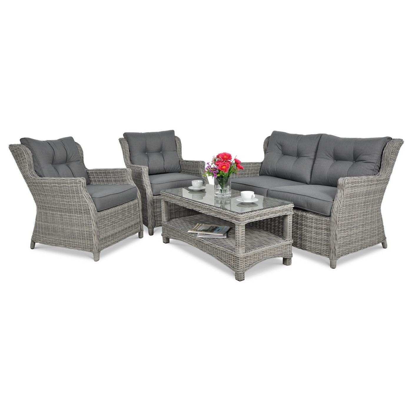 Meble z technorattanu TRIVENTO 2 Stone Grey