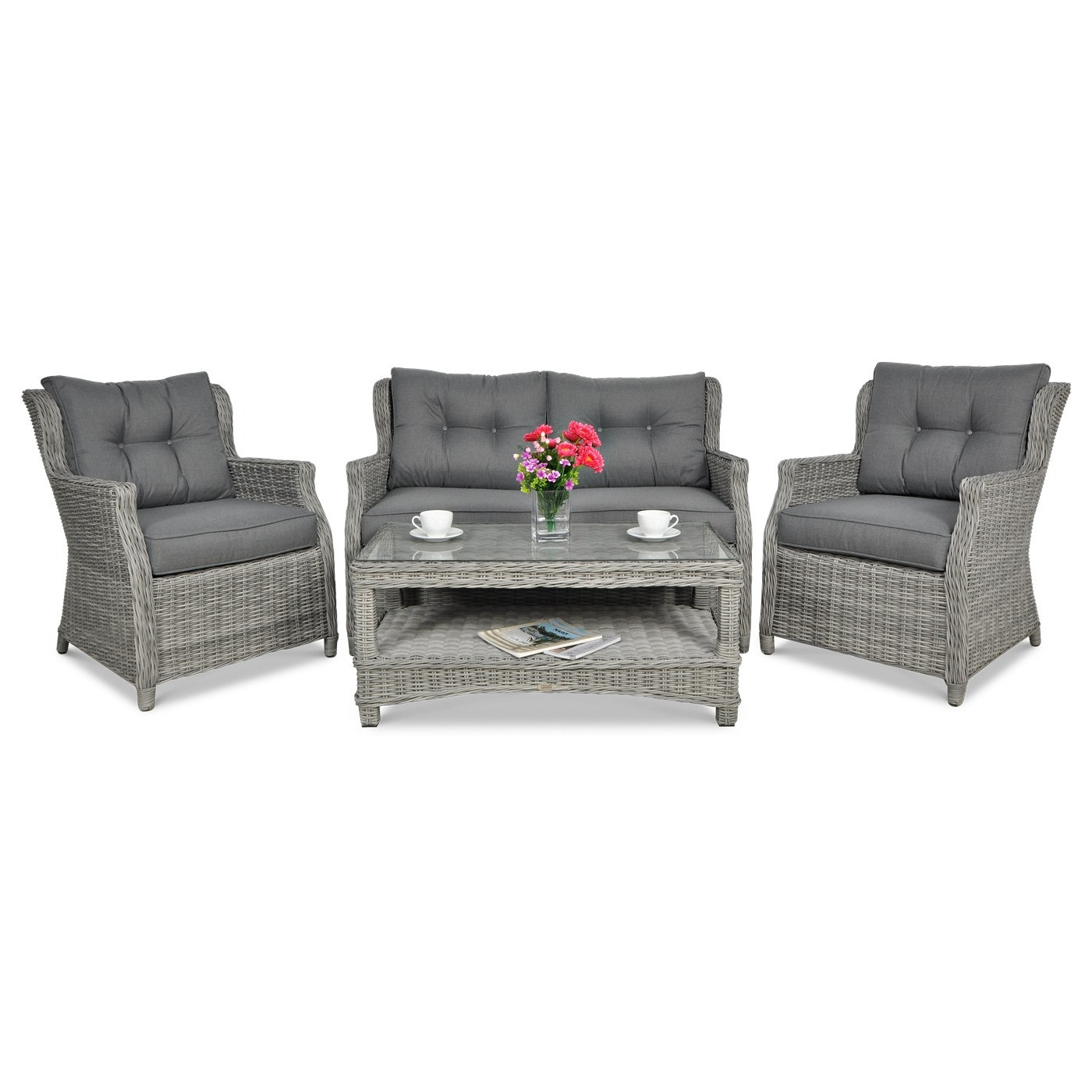 Meble z technorattanu TRIVENTO 2 Stone Grey