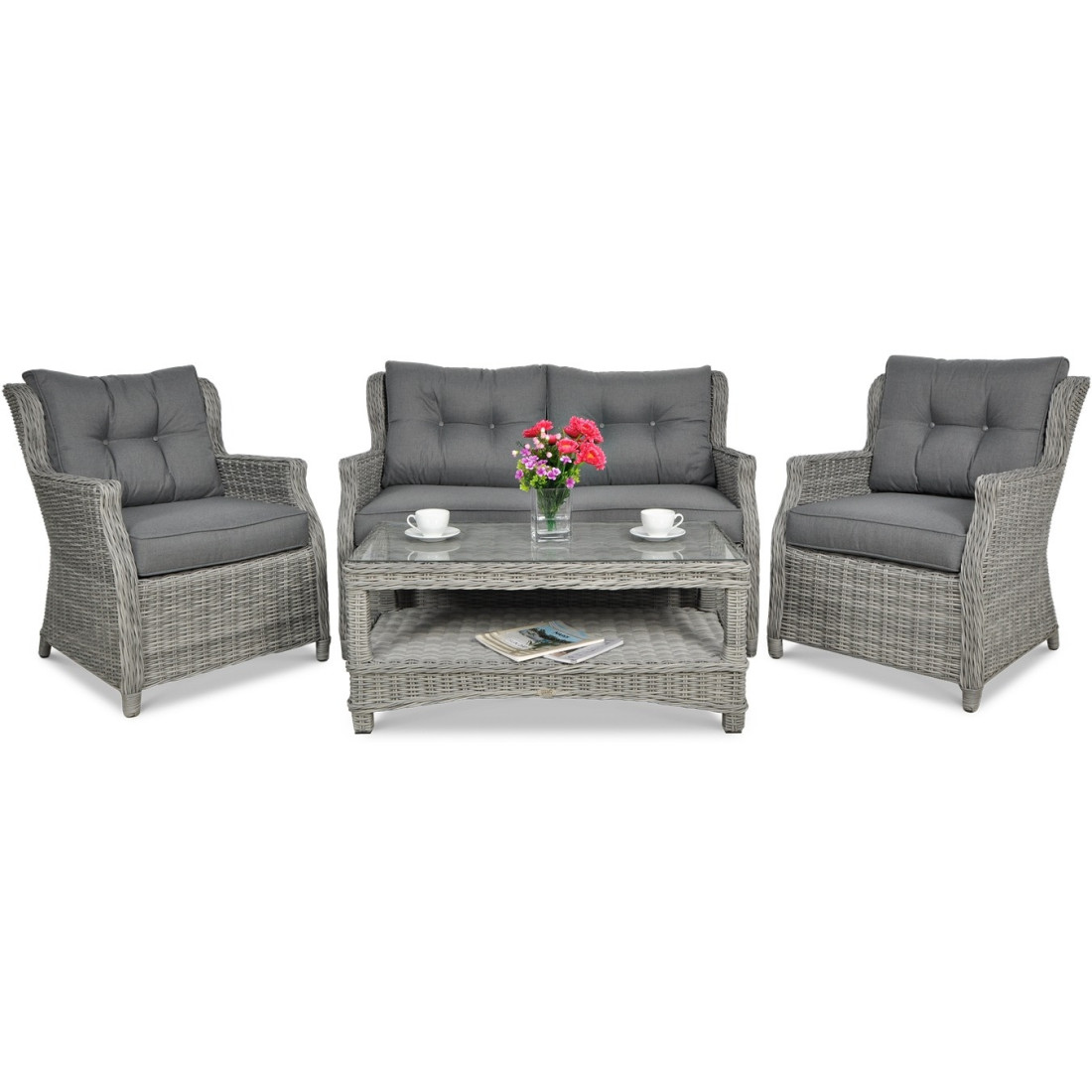 Meble z technorattanu TRIVENTO 2 Stone Grey