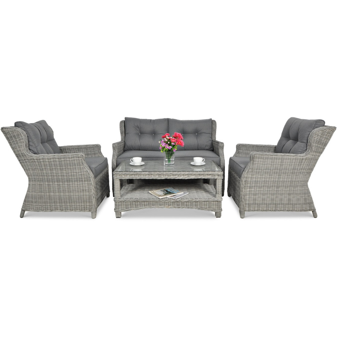 Meble z technorattanu TRIVENTO 2 Stone Grey