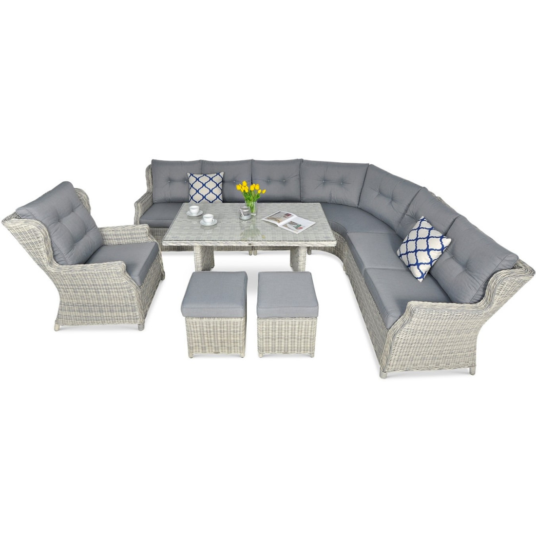 TRIVENTO DINING CORNER WHITE GREY