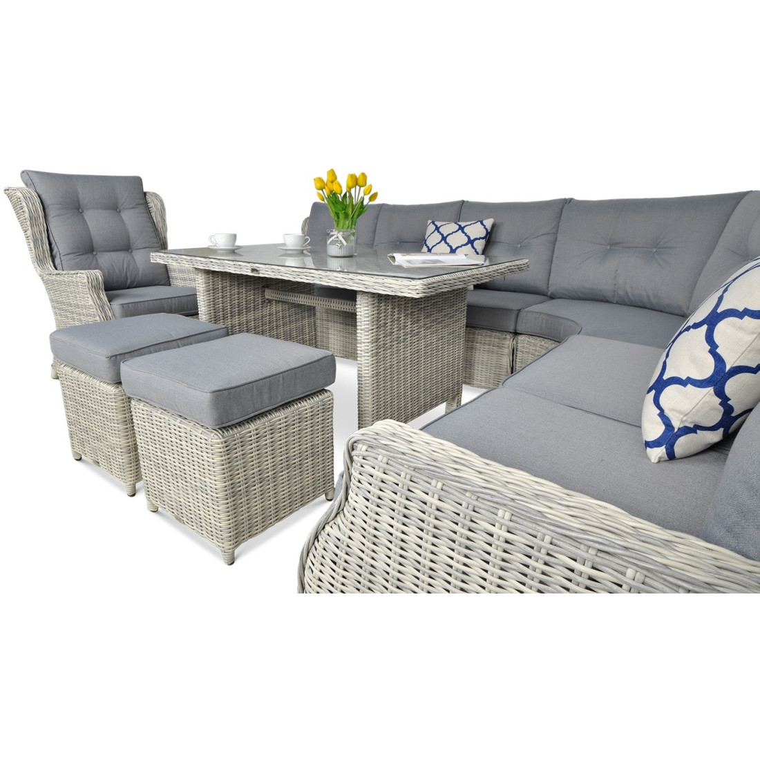 TRIVENTO DINING CORNER WHITE GREY