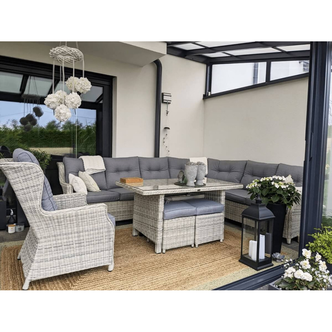 TRIVENTO DINING CORNER WHITE GREY