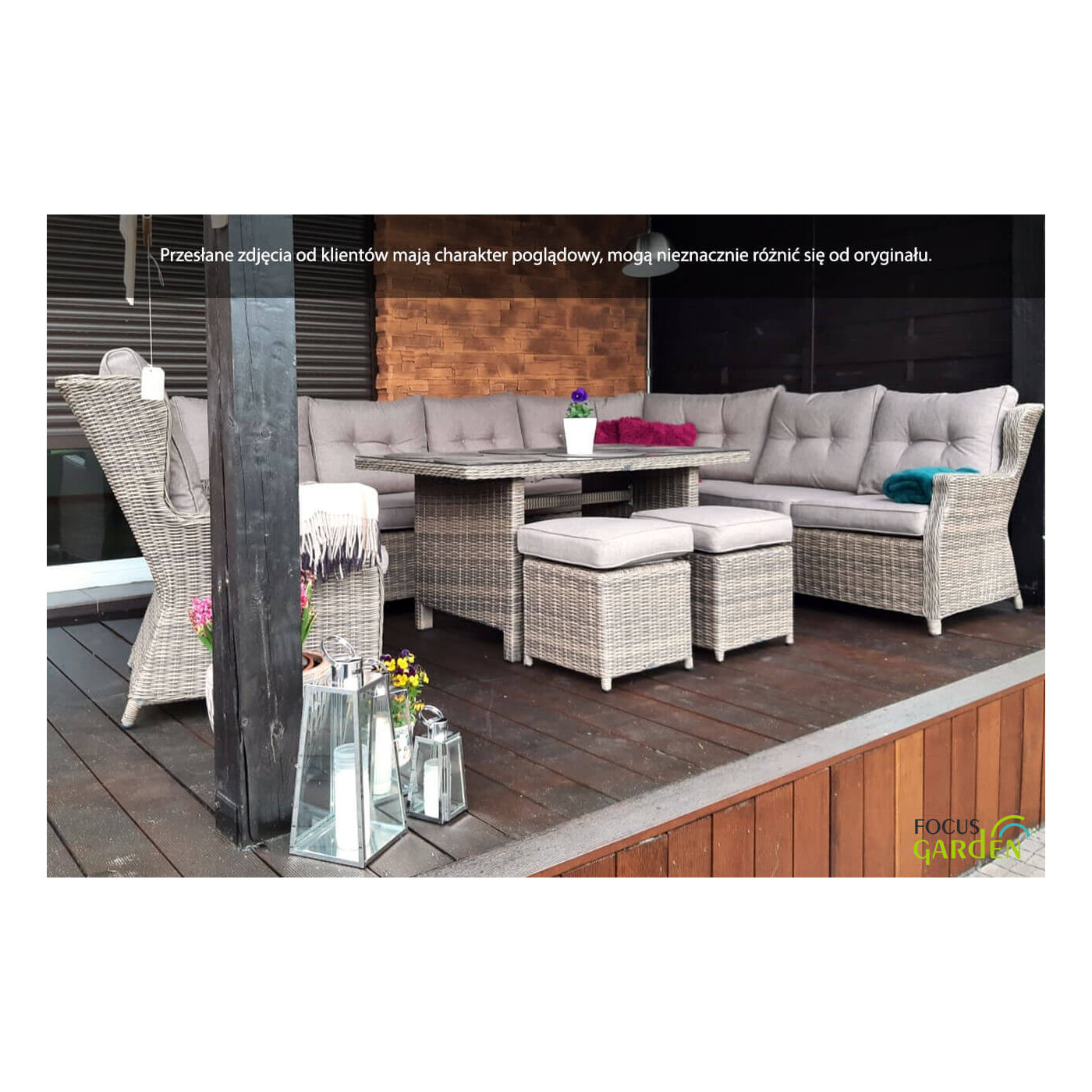 Naroznik ogrodowy z technorattanu Trivento Dining White Grey