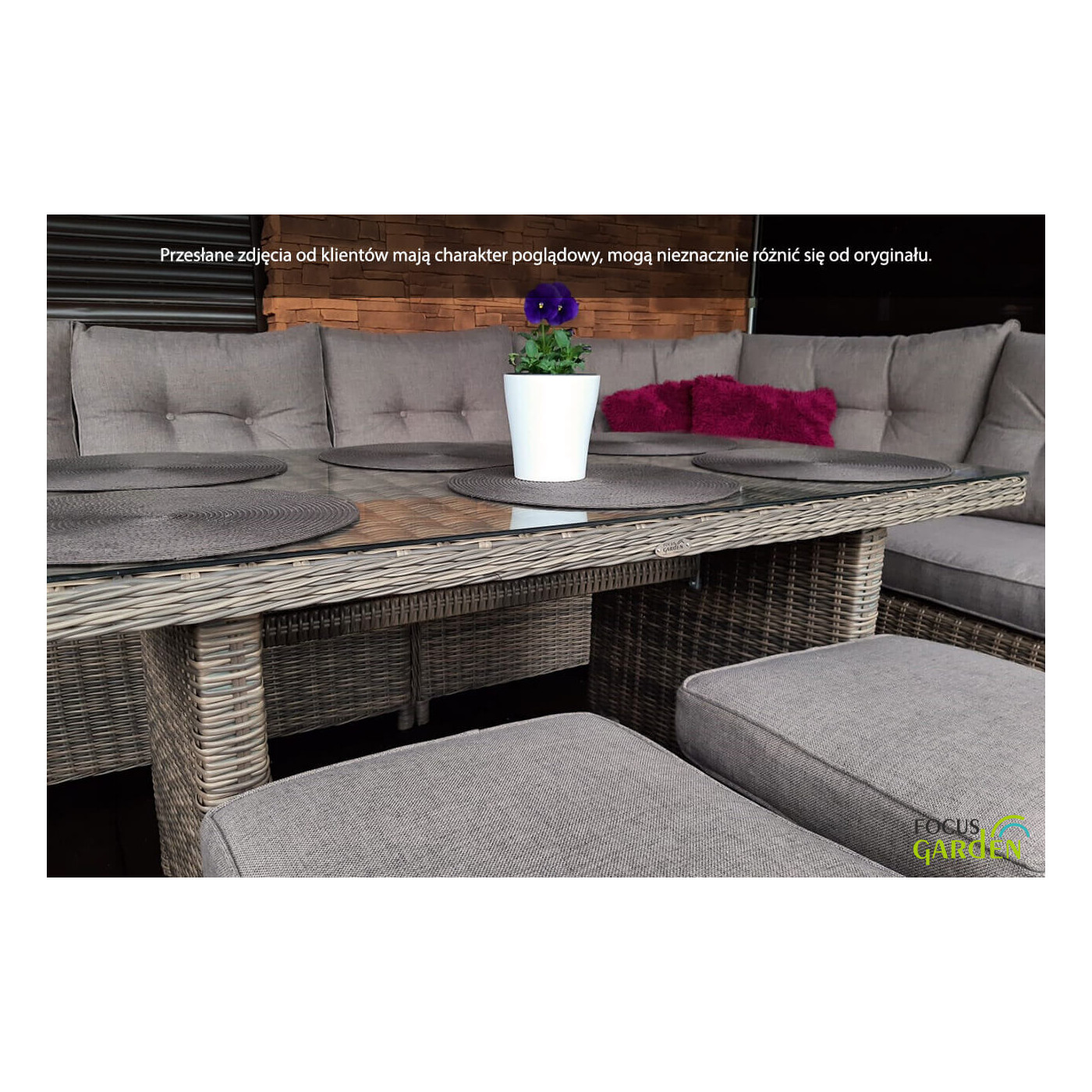 Naroznik ogrodowy z technorattanu Trivento Dining White Grey