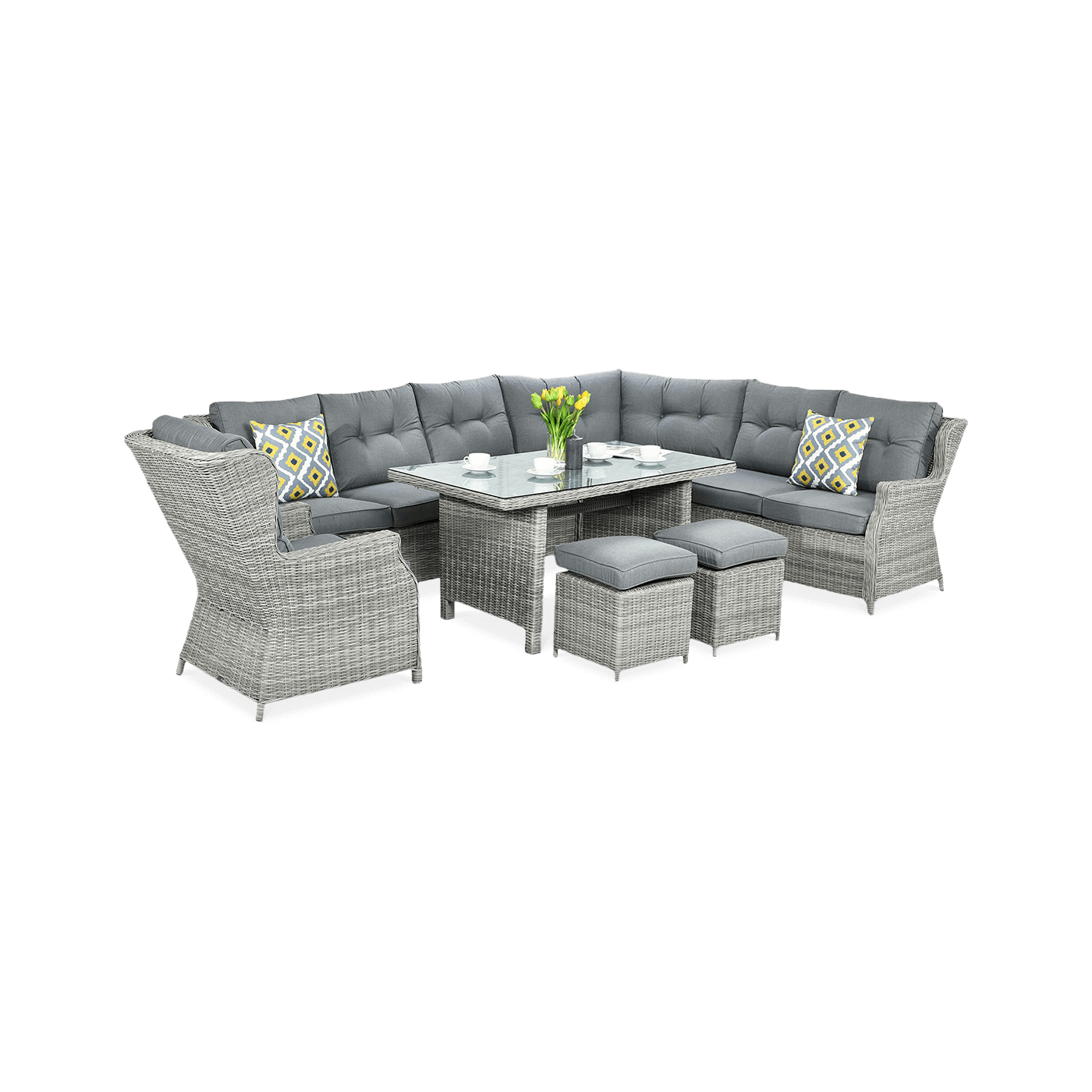 Naroznik z technorattanu Trivento Dining Stone Grey