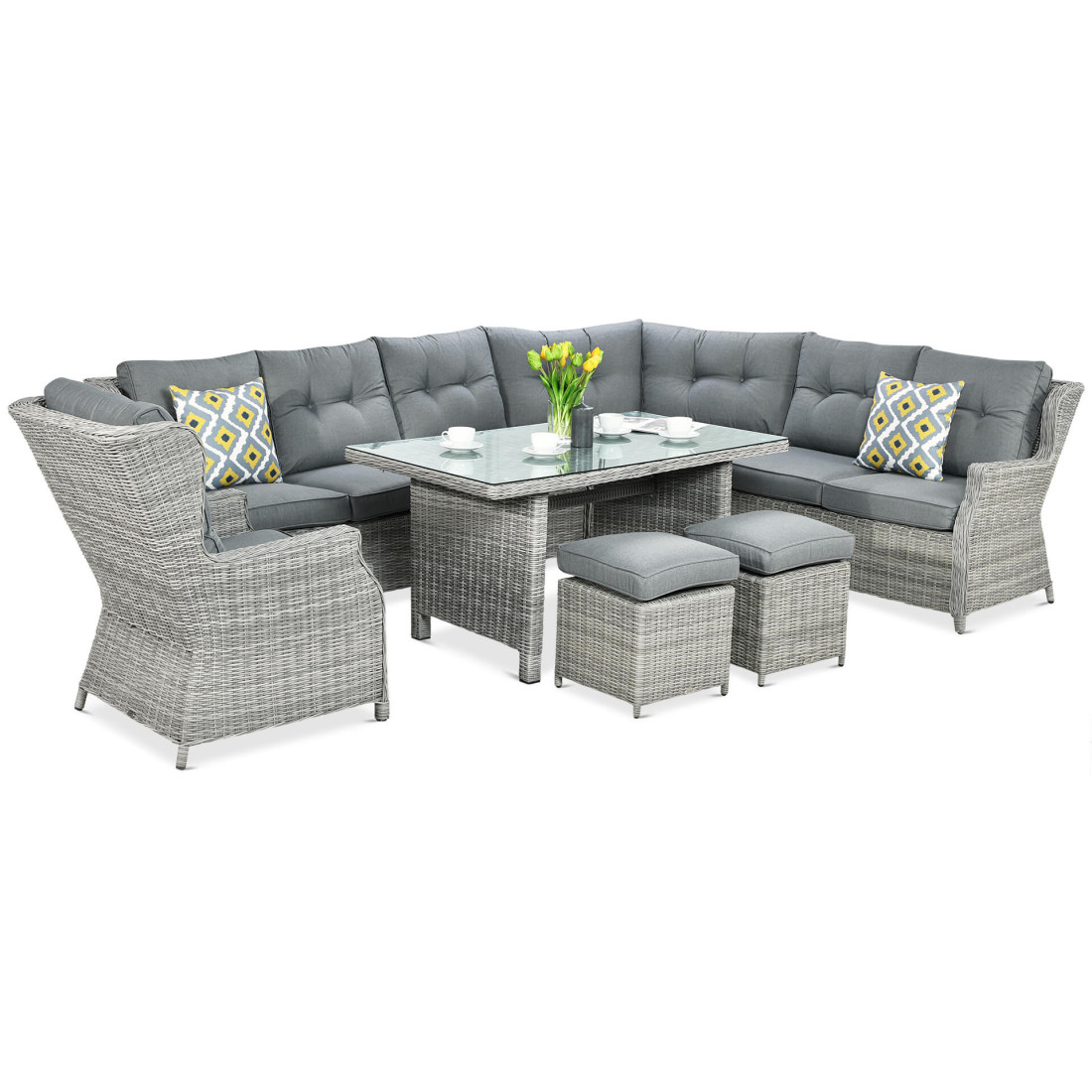 TRIVENTO DINING CORNER SOFA STONE GREY