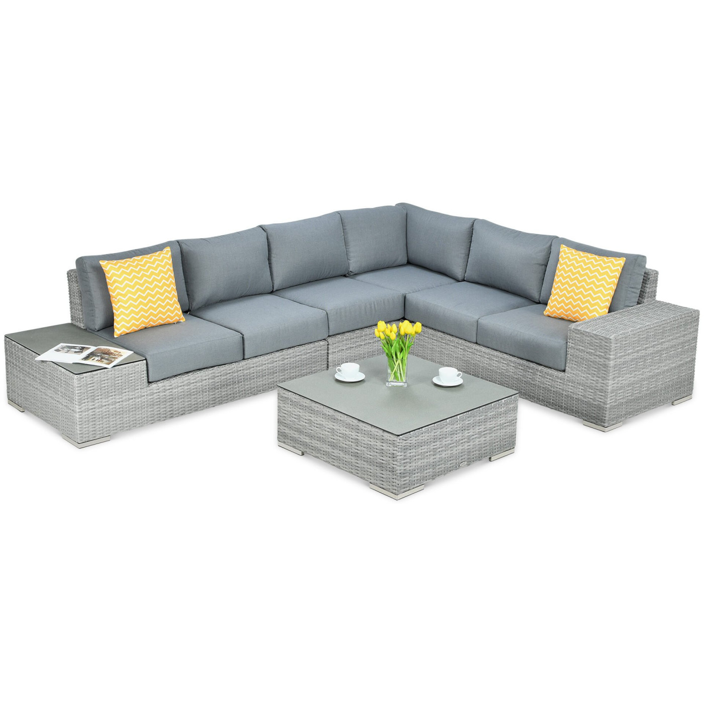 Narożnik z technorattanu AVOCADO Stone Grey