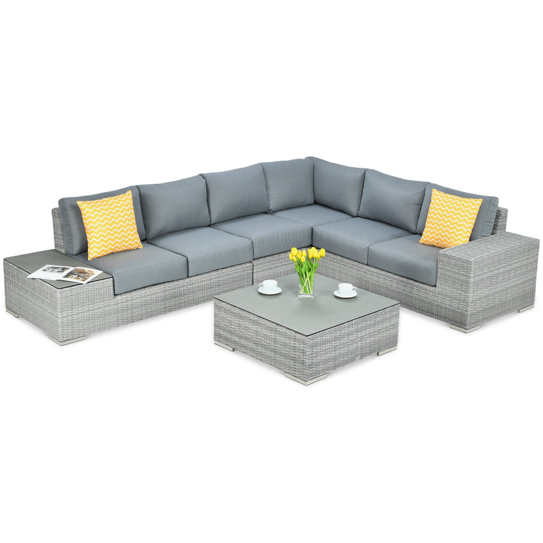 Narożnik z technorattanu AVOCADO Stone Grey