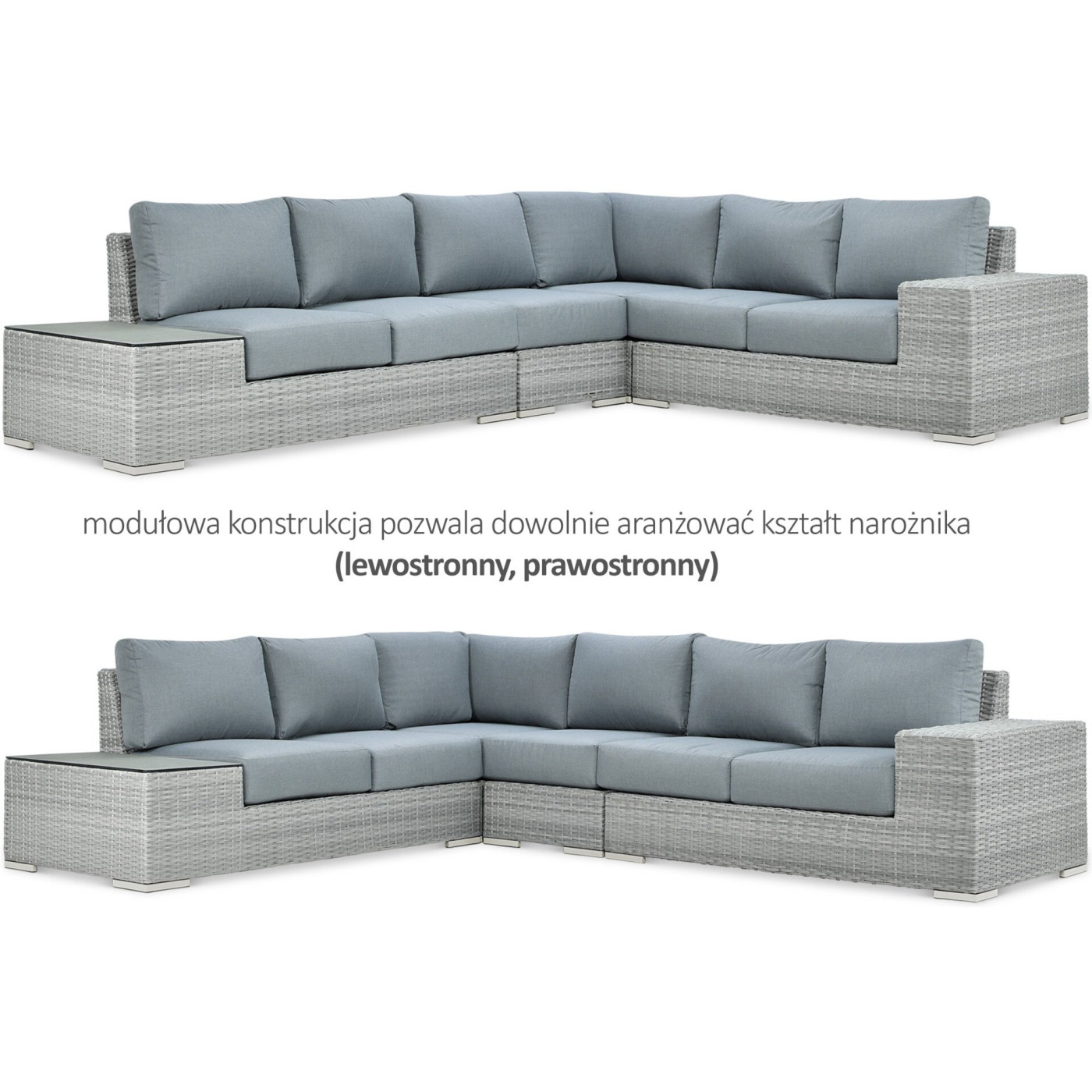 Narożnik z technorattanu AVOCADO Stone Grey