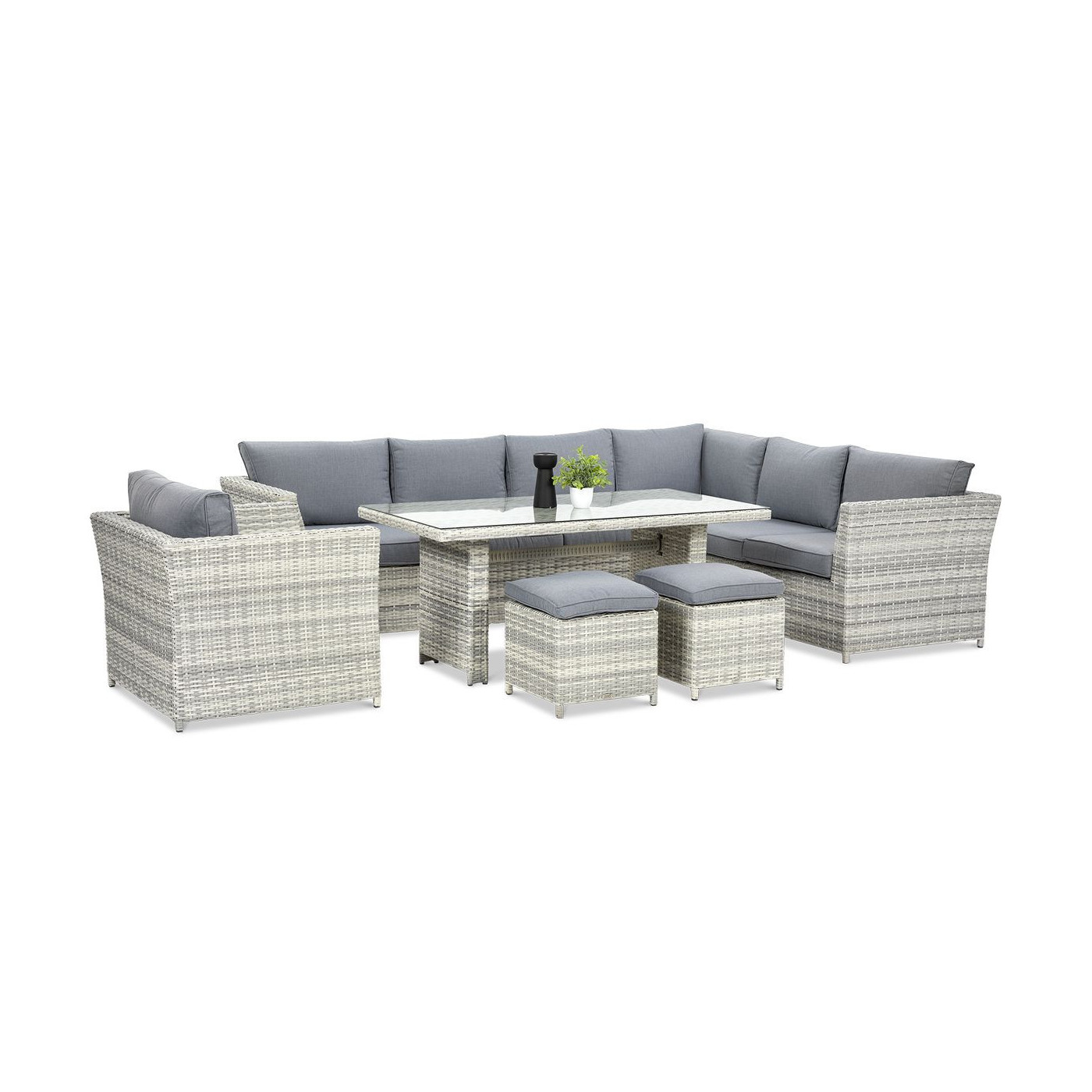 boku zestawu narożnikowego z technorattanu moniz dining plus w kolorze biało szarym