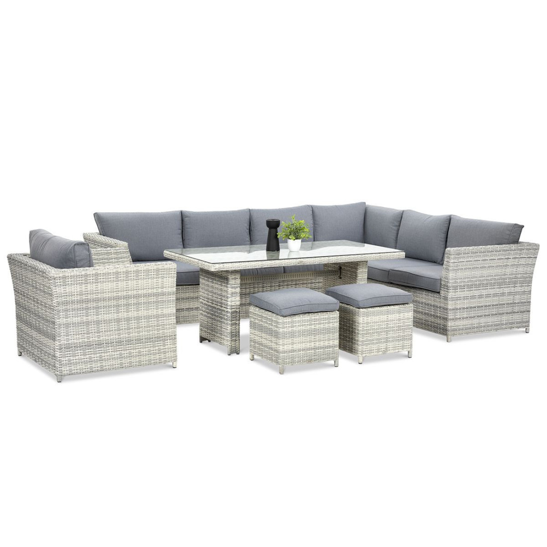 boku zestawu narożnikowego z technorattanu moniz dining plus w kolorze biało szarym