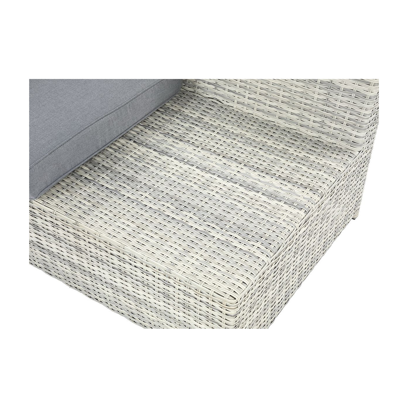 zbliżenie na biały technorattan w narożniku moniz