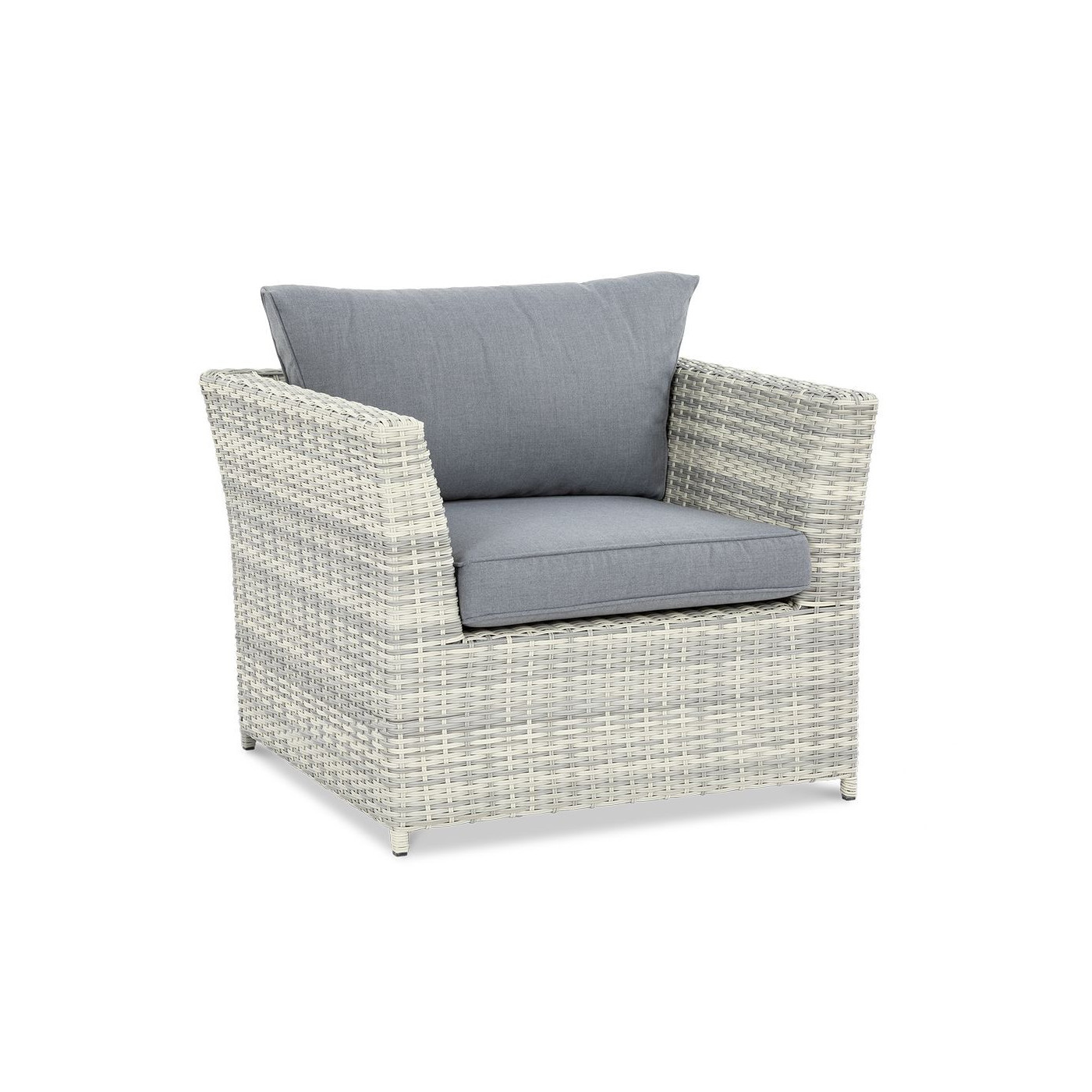 przód biało szarego fotela z zestawu moniz