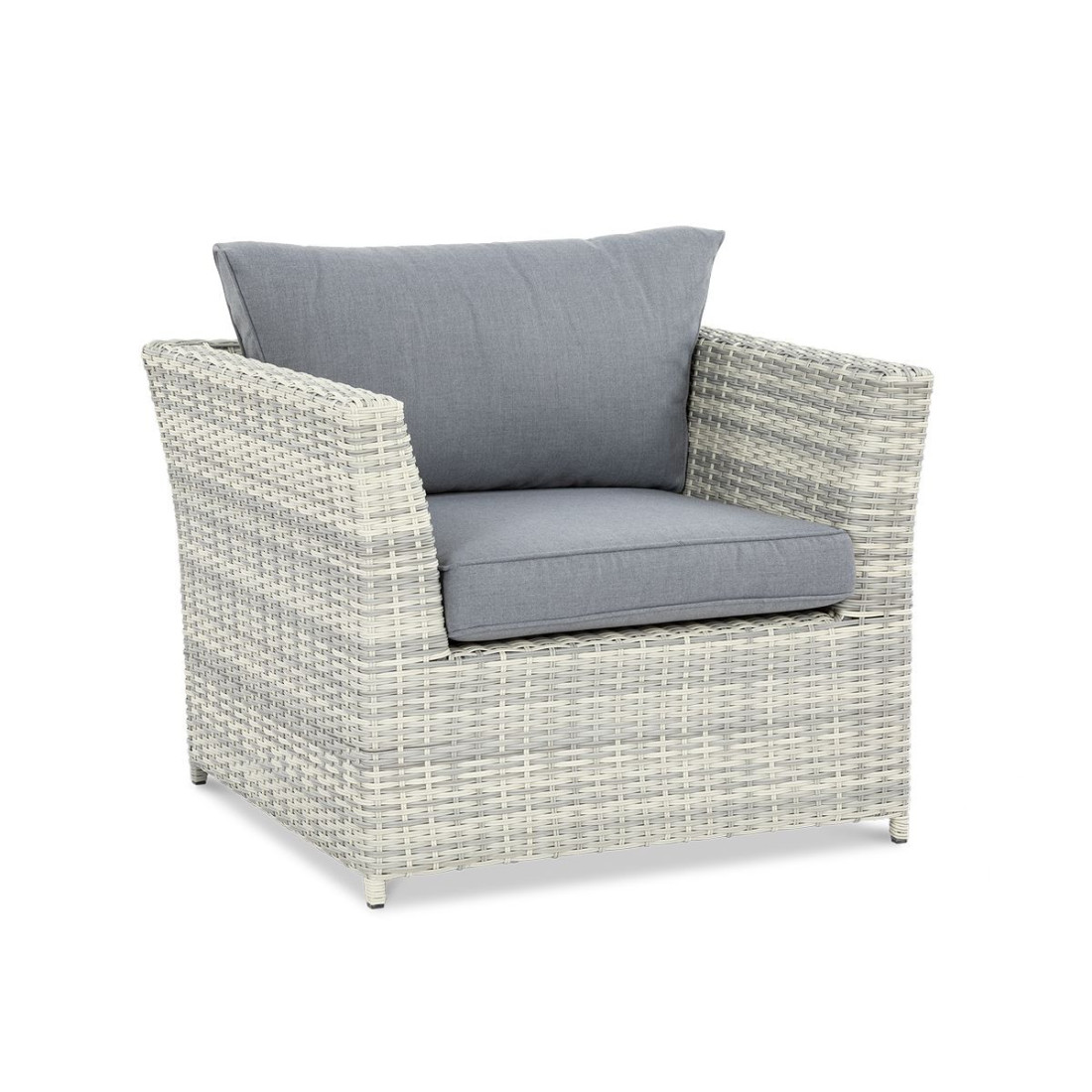 przód biało szarego fotela z zestawu moniz