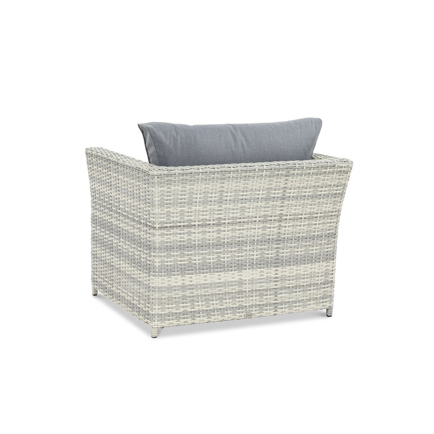 tył biało szarego fotela z zestawu moniz