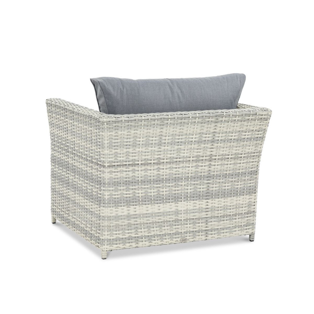 tył biało szarego fotela z zestawu moniz