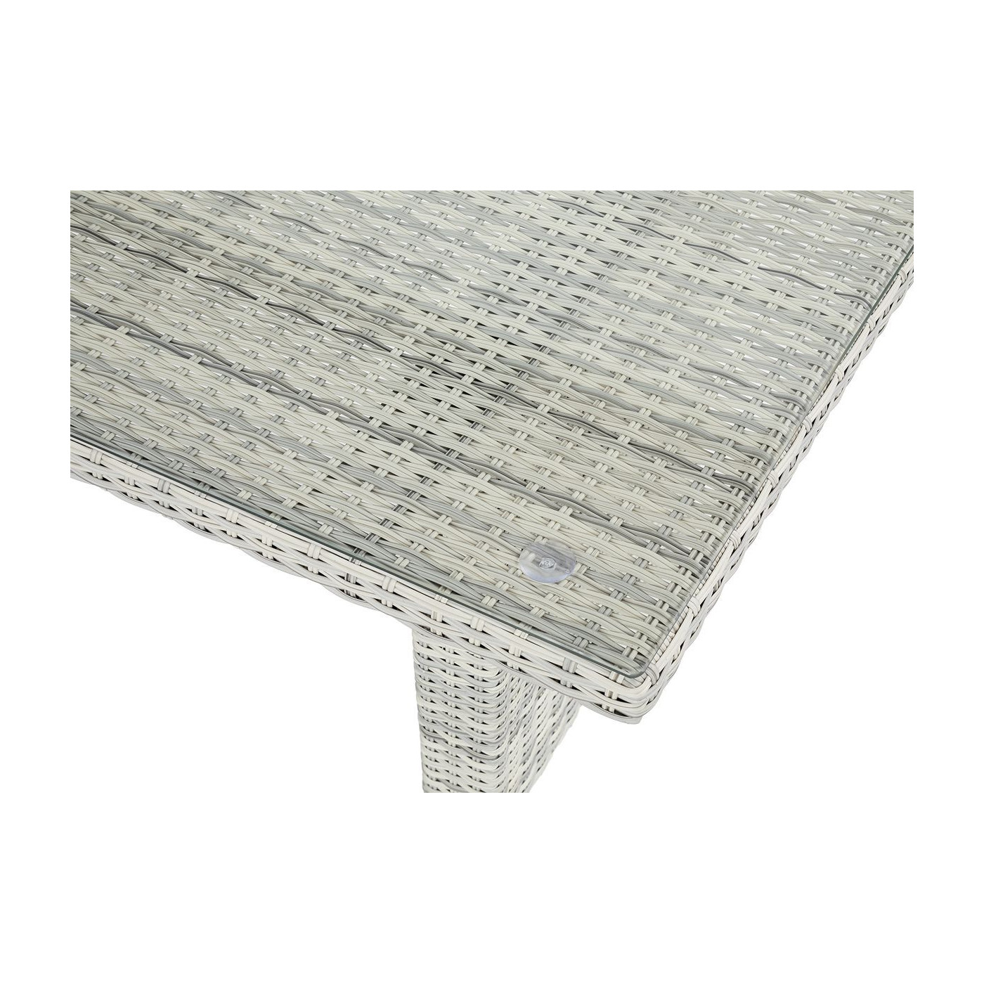 zbliżenie na szklany blat stołu jadalnianego z zestawu moniz dining plus