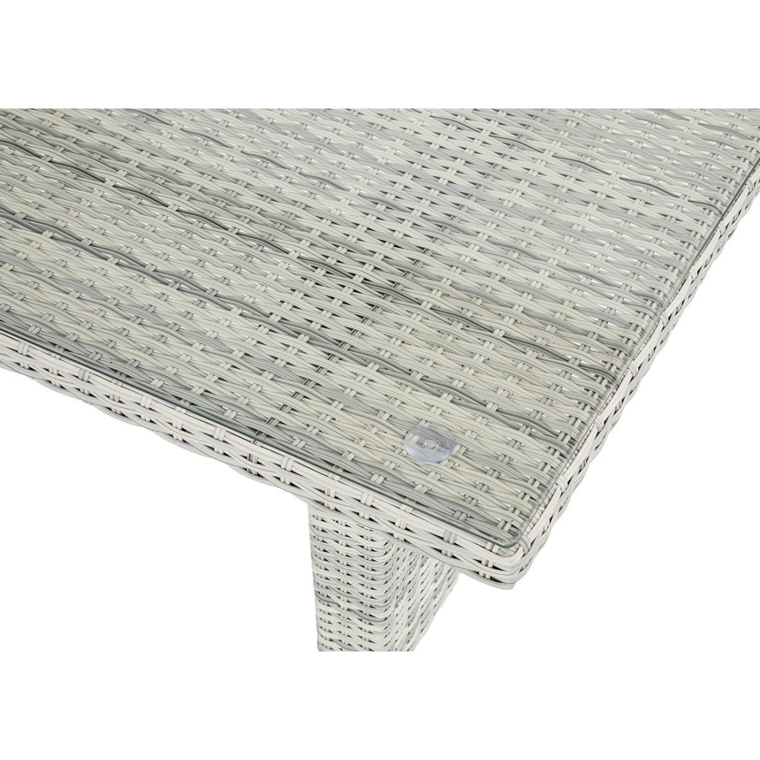 zbliżenie na szklany blat stołu jadalnianego z zestawu moniz dining plus