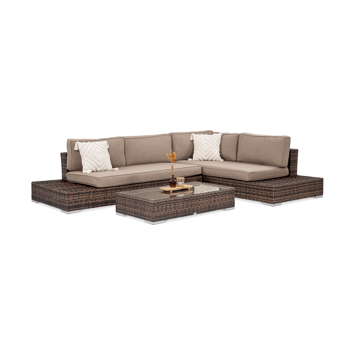 Zestaw do ogrodu lub na taras, narożnik i stolik z technorattanu