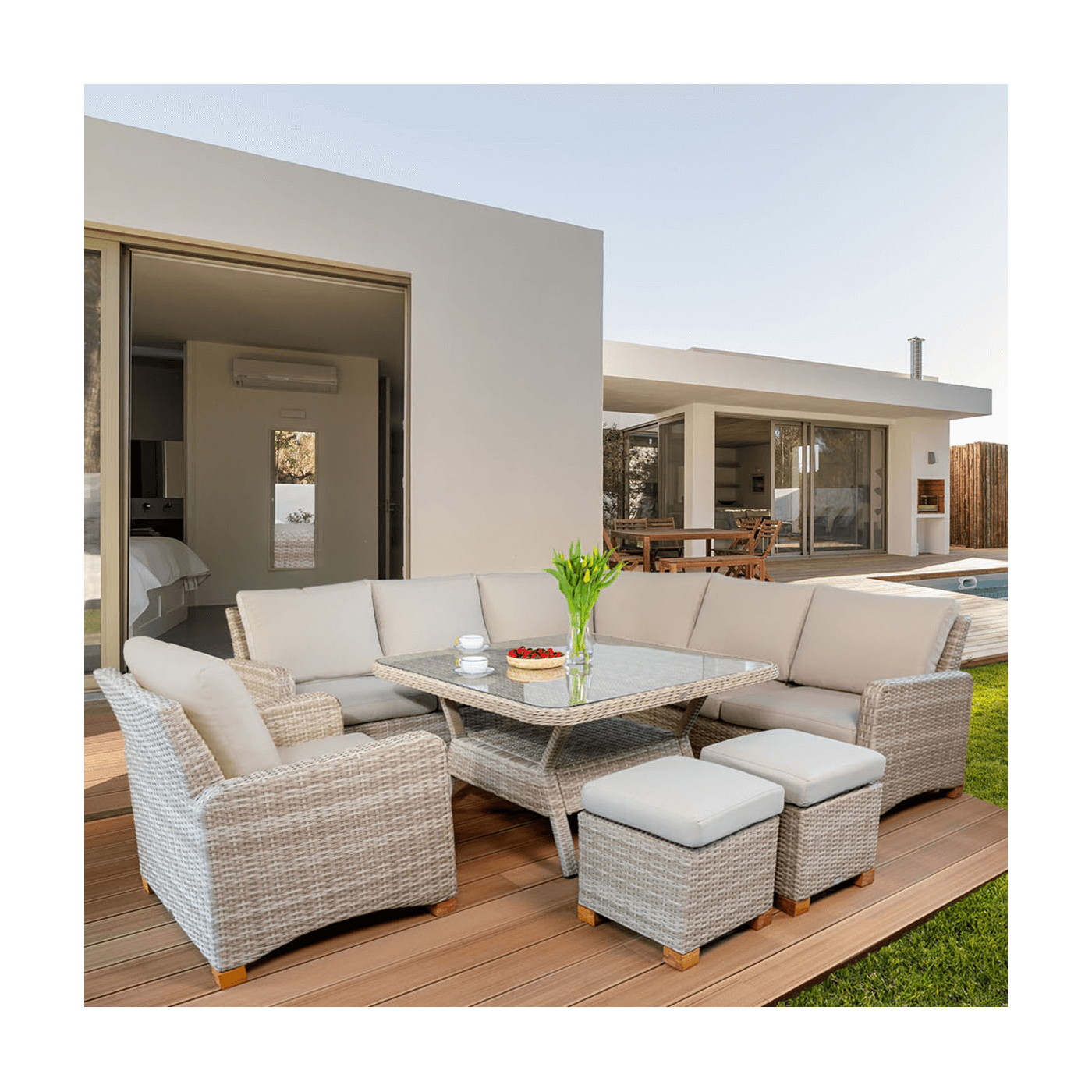 Naroznik z Technorattanu Toledo Dining Beige