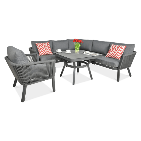 Przód Narożnika SALVADOR DINING + fotel Grey - FURRORE