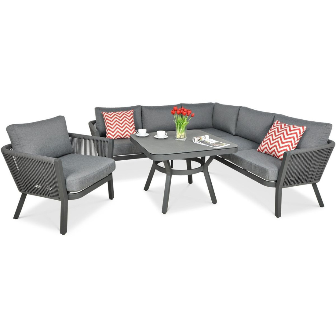 Front Narożnika SALVADOR DINING + fotel Grey - FURRORE