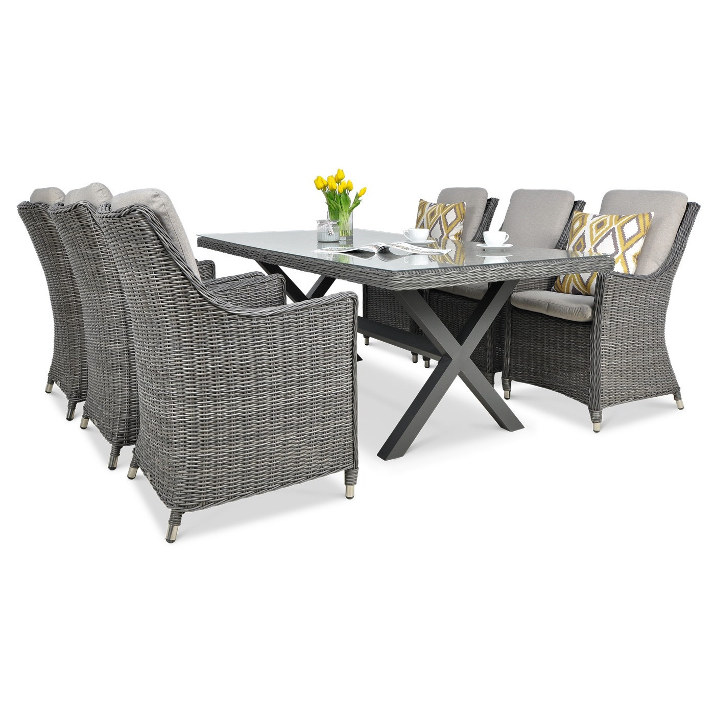 Zestaw mebli ogrodowych z technorattanu Napoli 6200 Dark Grey