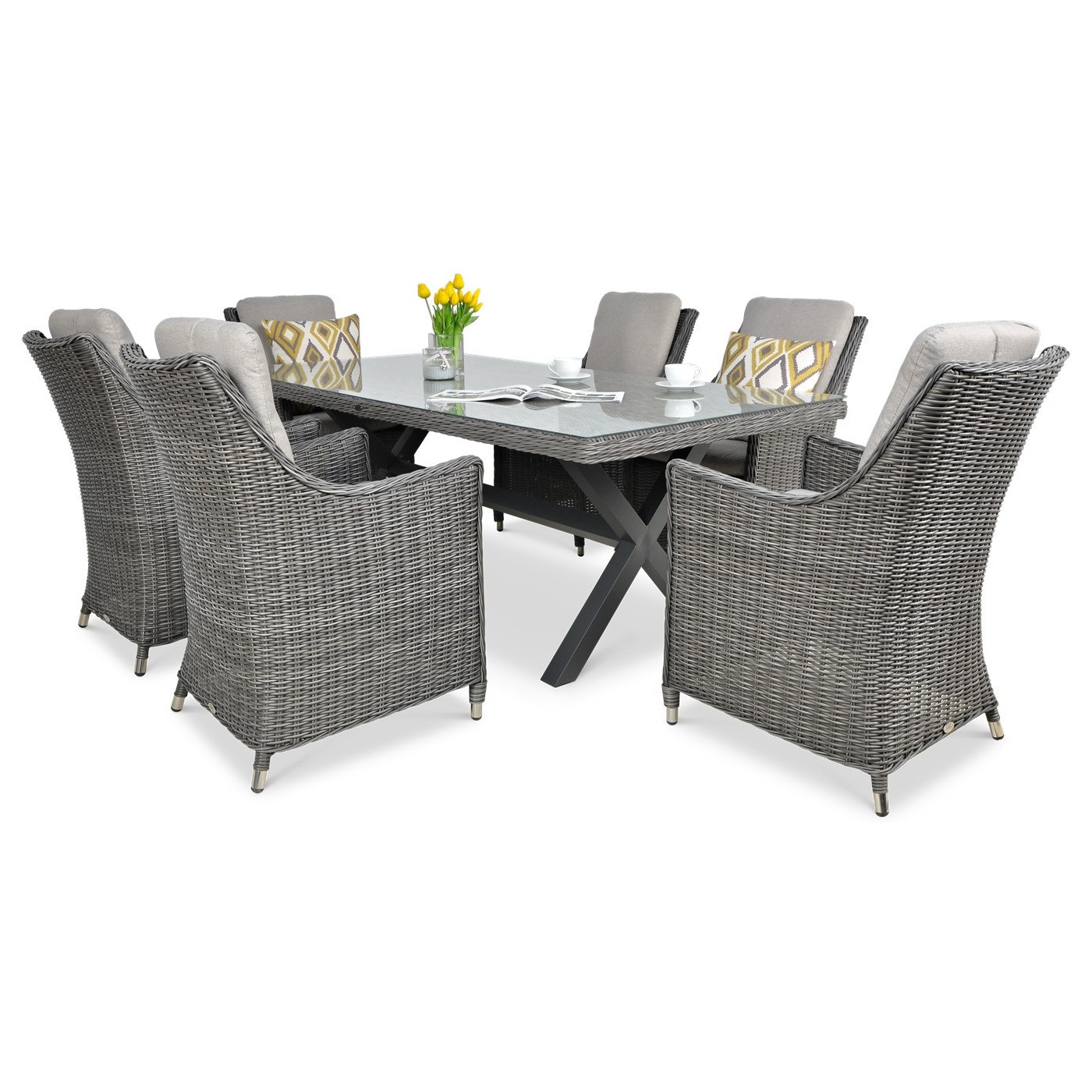 Zestaw mebli ogrodowych z technorattanu Napoli 6200 Dark Grey