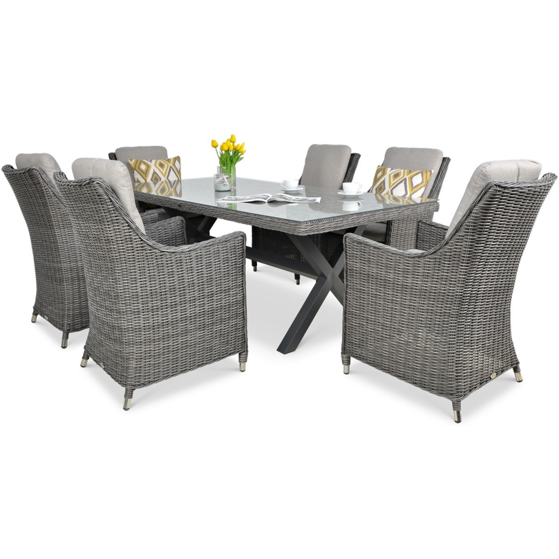 Zestaw mebli ogrodowych z technorattanu Napoli 6200 Dark Grey