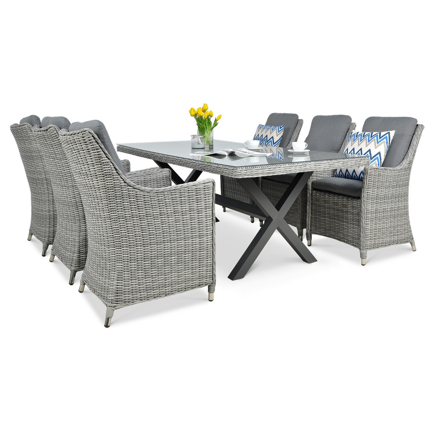 Zestaw mebli ogrodowych z technorattanu Napoli 6200 Stone Grey