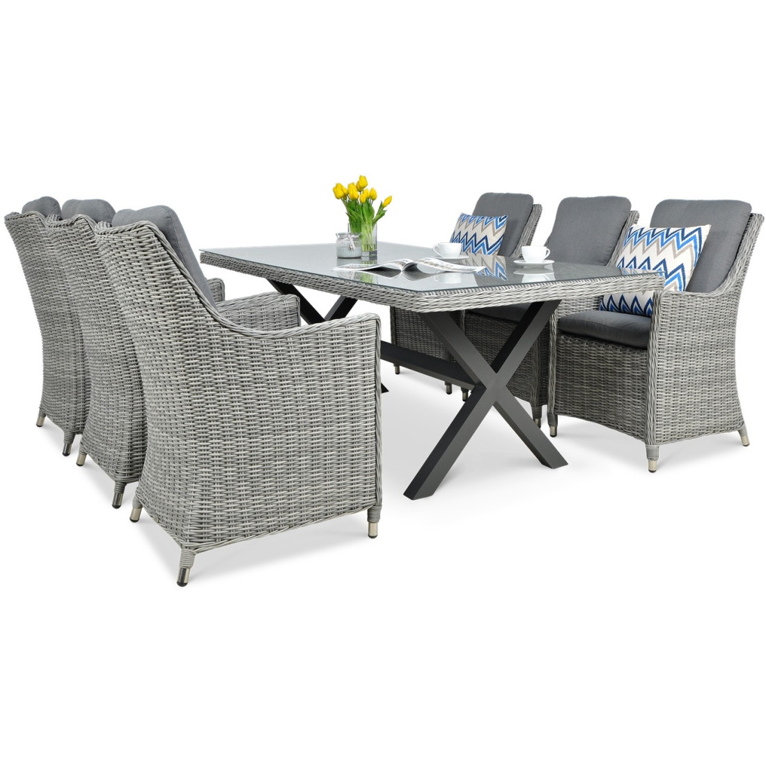 Zestaw mebli ogrodowych z technorattanu Napoli 6200 Stone Grey