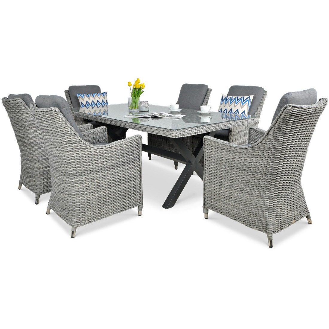 Zestaw mebli ogrodowych z technorattanu Napoli 6200 Stone Grey