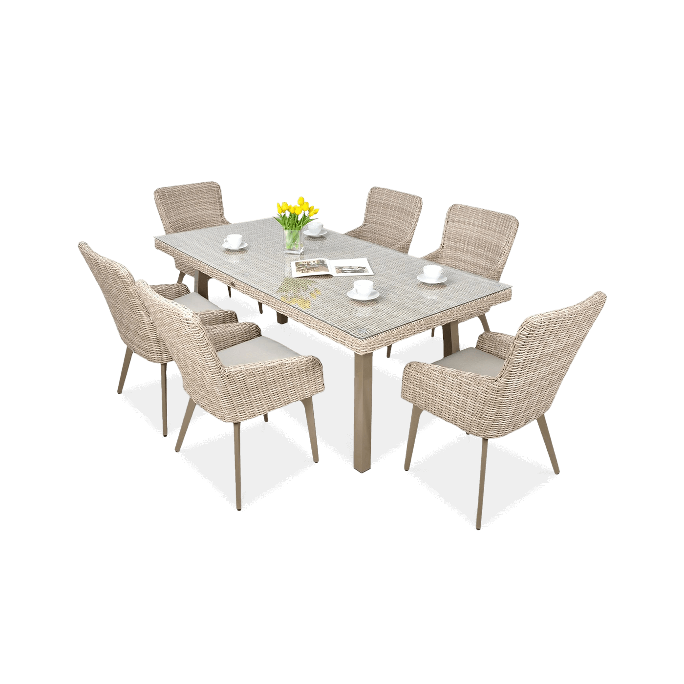 Zestaw mebli ogrodowych z technorattanu Milano 6200 - Beż Jasny