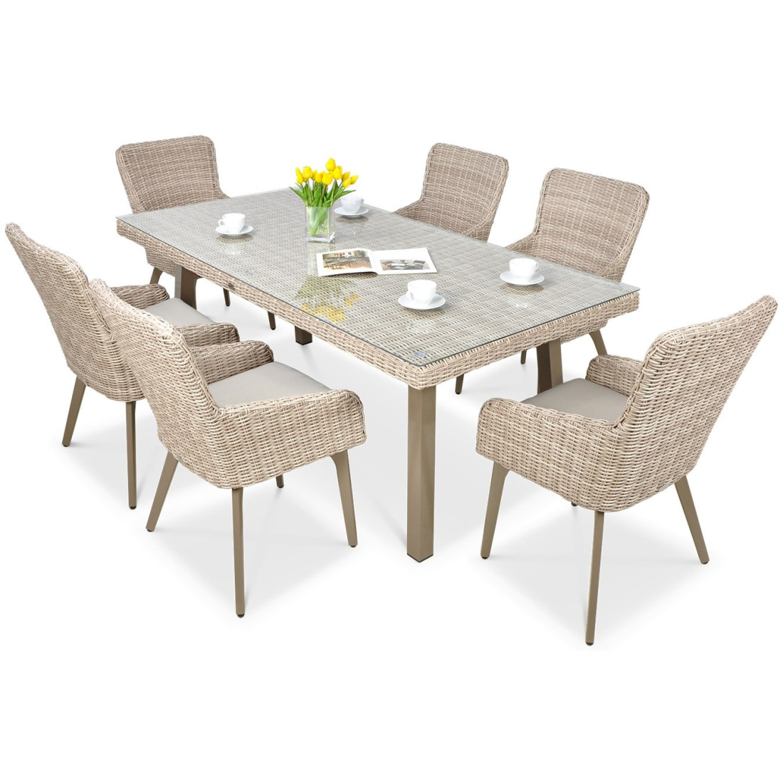 Zestaw mebli ogrodowych z technorattanu Milano 6200 - Beż Jasny