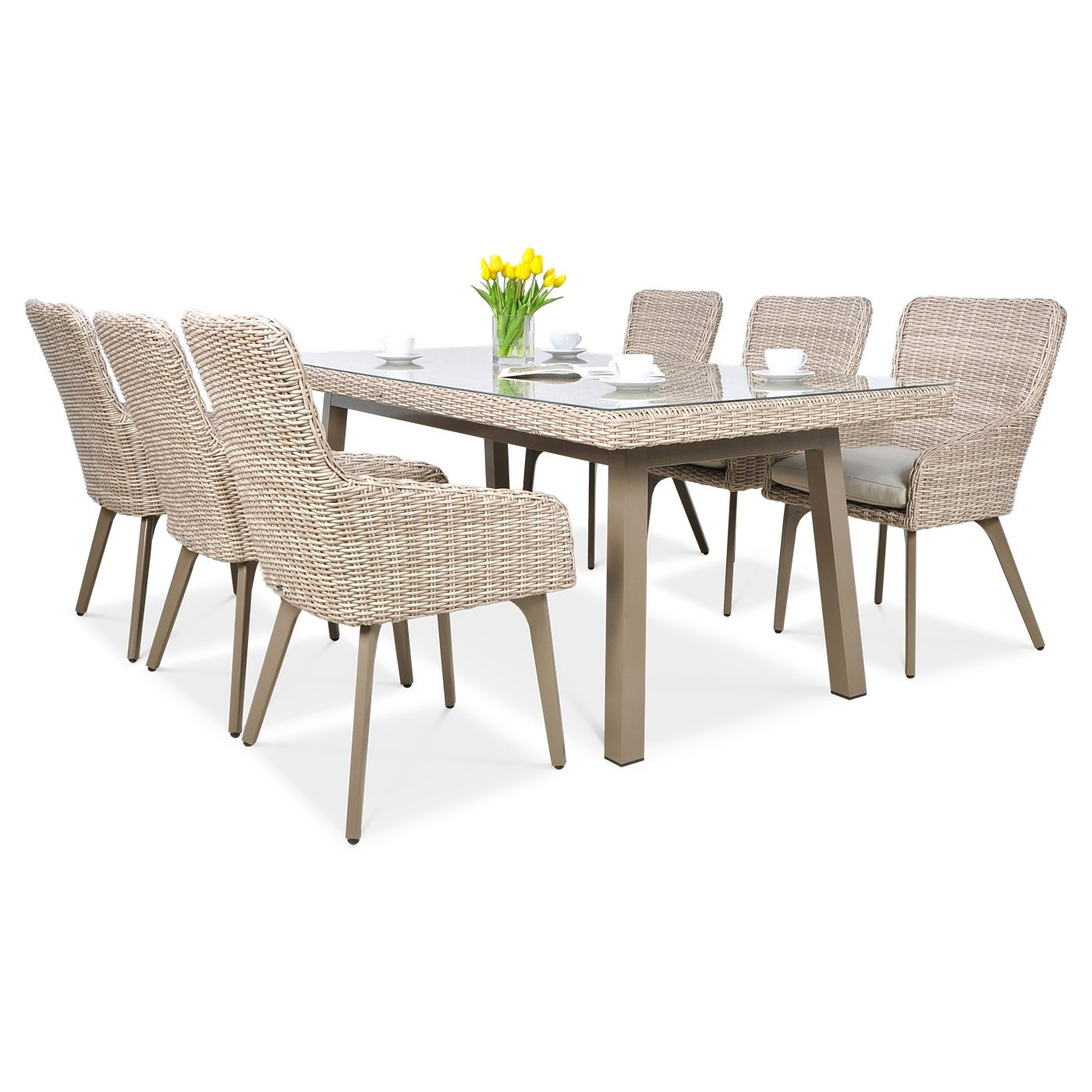 Zestaw mebli ogrodowych z technorattanu Milano 6200 - Beż Jasny