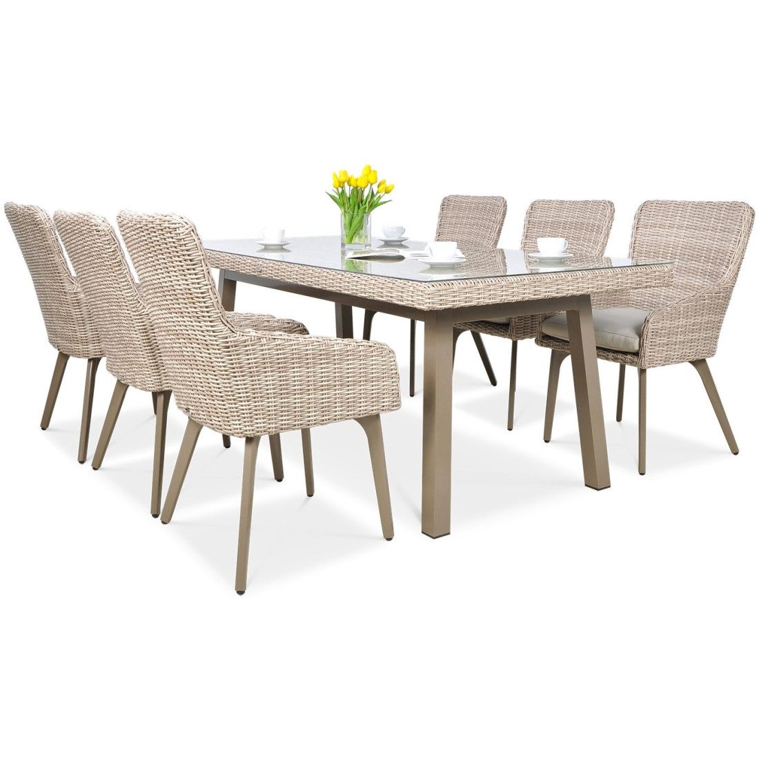 Zestaw mebli ogrodowych z technorattanu Milano 6200 - Beż Jasny