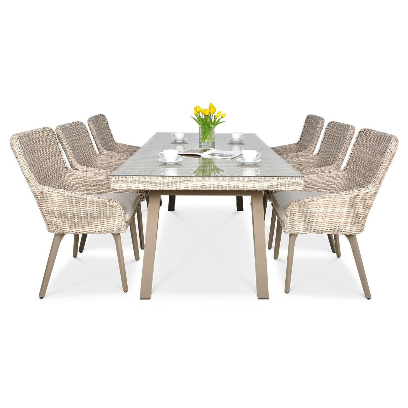 Zestaw mebli ogrodowych z technorattanu Milano 6200 - Beż Jasny