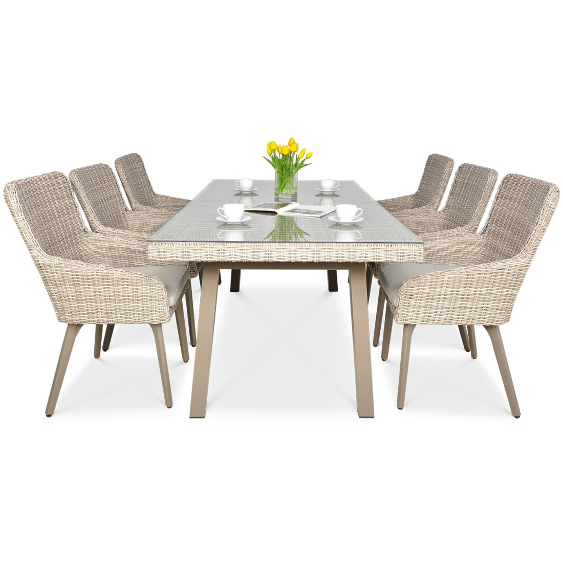 Zestaw mebli ogrodowych z technorattanu Milano 6200 - Beż Jasny