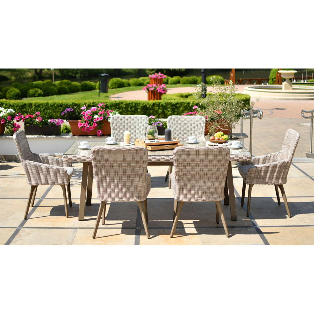 Zestaw mebli ogrodowych z technorattanu Milano 6200 - Beż Jasny