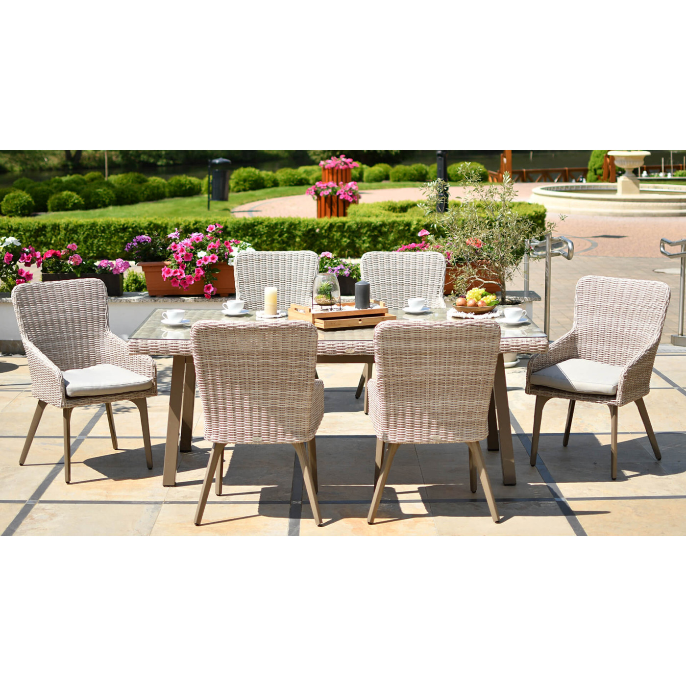 Zestaw mebli ogrodowych z technorattanu Milano 6200 - Beż Jasny