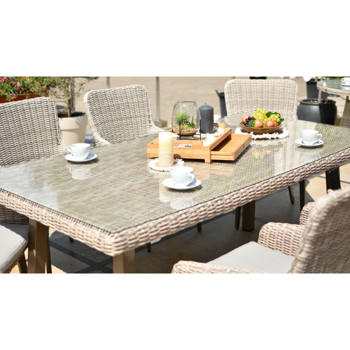 Zestaw mebli ogrodowych z technorattanu Milano 6200 - Beż Jasny