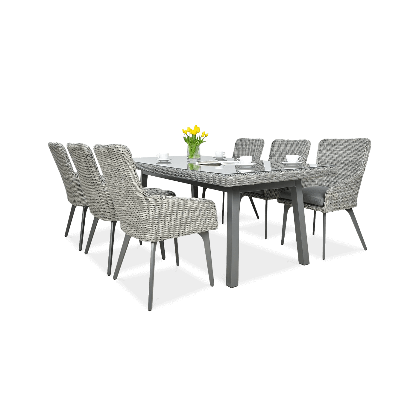 Zestaw mebli ogrodowych z technorattanu Milano 6200 Stone Grey