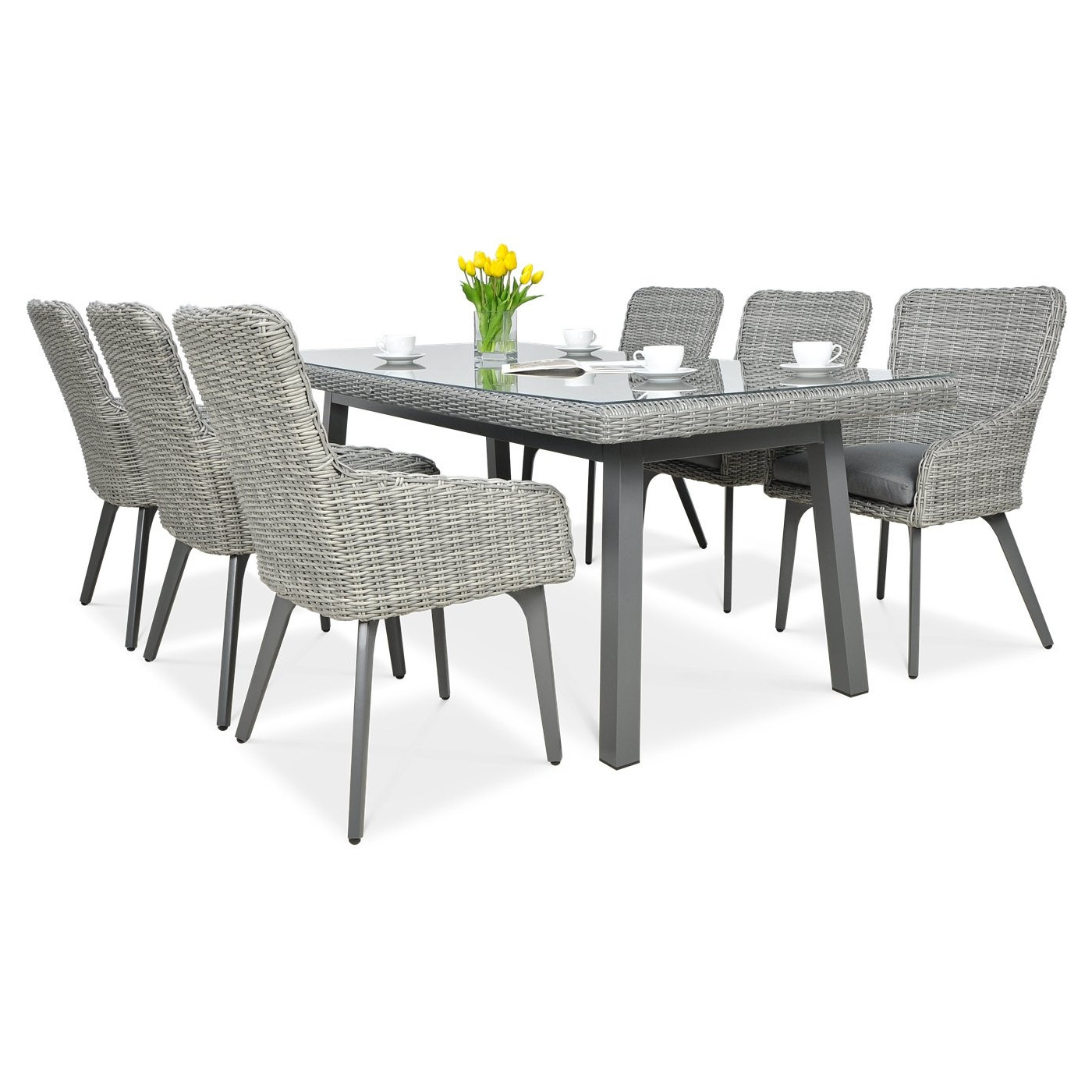 Zestaw mebli ogrodowych z technorattanu Milano 6200 Stone Grey