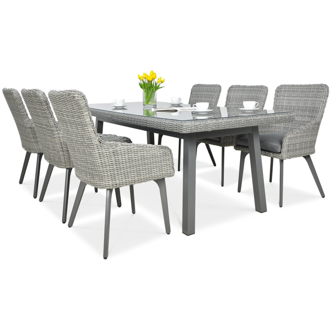 Zestaw mebli ogrodowych z technorattanu Milano 6200 Stone Grey